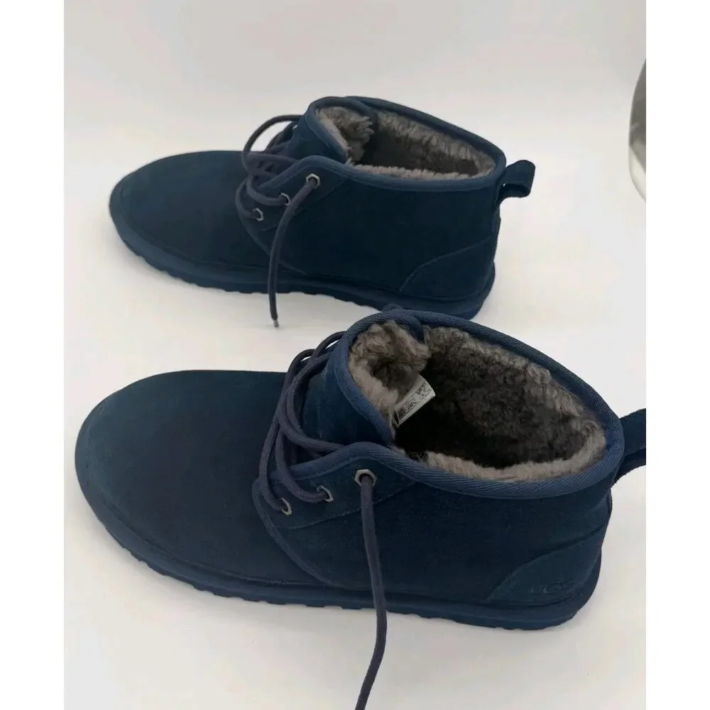UGG Boots Mens Size 10 Blue Suede Chukka Wool Lined Ankle Winter Casual